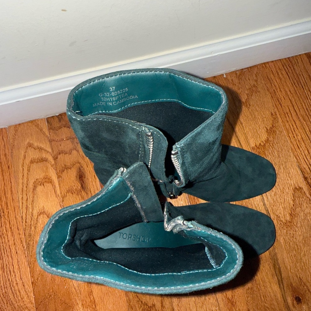Topshop Dark Green Heeled Boots - Picture 4 of 5